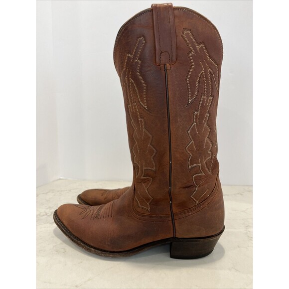 Dan Post x Marlboro Vintage Western Pointed Cowboy Boots Leather Mens 10 D Brown - Picture 3 of 16